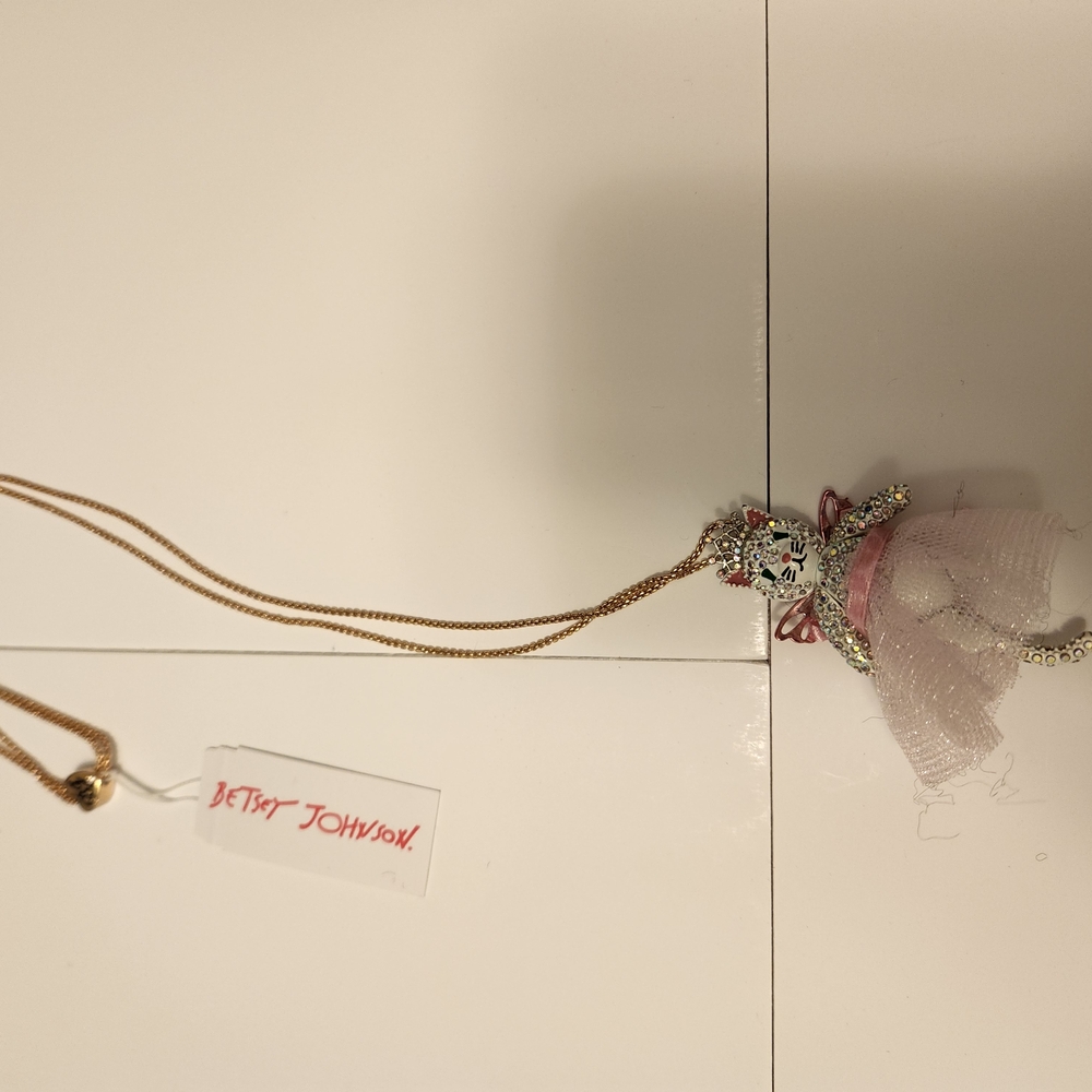 Betsey Johnson Elegant Cat Pendant with Pink and Silver Accents - Picture 5 of 8